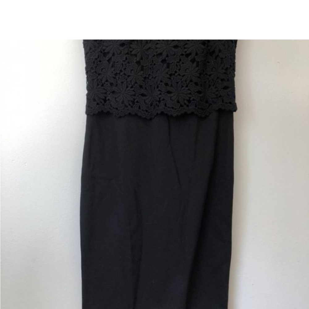 NEW NWT TALBOTS Black Knit Sleeveless Knee Length Crochet Upper Sheath Dress 10 - Picture 4 of 10